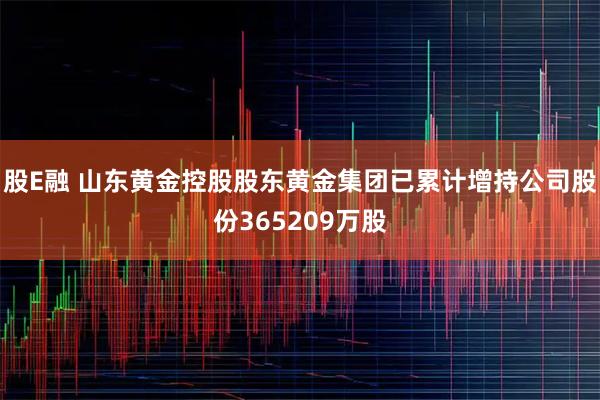 股E融 山东黄金控股股东黄金集团已累计增持公司股份365209万股